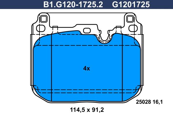 Galfer B1.G120-1725.2 - Bremžu uzliku kompl., Disku bremzes ps1.lv