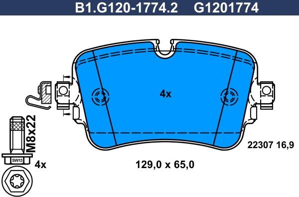 Galfer B1G12017742 - Bremžu uzliku kompl., Disku bremzes ps1.lv