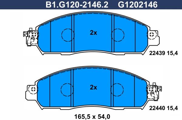 Galfer B1.G120-2146.2 - Bremžu uzliku kompl., Disku bremzes ps1.lv