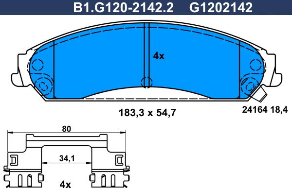 Galfer B1.G120-2142.2 - Bremžu uzliku kompl., Disku bremzes ps1.lv