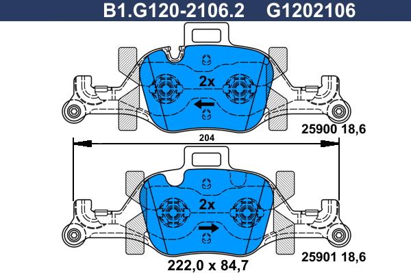 Galfer B1.G120-2106.2 - Bremžu uzliku kompl., Disku bremzes ps1.lv