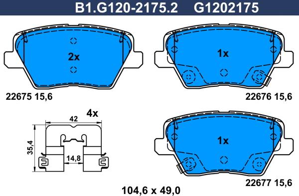 Galfer B1.G120-2175.2 - Bremžu uzliku kompl., Disku bremzes ps1.lv