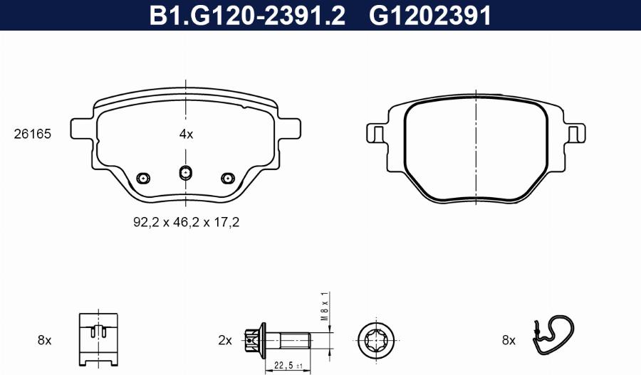 Galfer B1.G120-2391.2 - Bremžu uzliku kompl., Disku bremzes ps1.lv