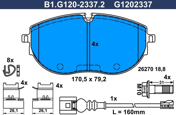 Galfer B1.G120-2337.2 - Bremžu uzliku kompl., Disku bremzes ps1.lv