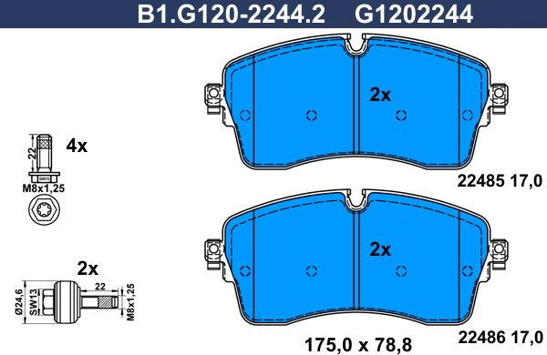 Galfer B1.G120-2244.2 - Bremžu uzliku kompl., Disku bremzes ps1.lv