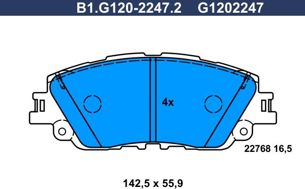 Galfer B1.G120-2247.2 - Bremžu uzliku kompl., Disku bremzes ps1.lv