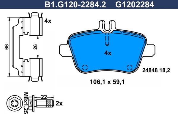 Galfer B1.G120-2284.2 - Bremžu uzliku kompl., Disku bremzes ps1.lv