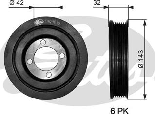 Gates TVD1016 - Piedziņas skriemelis, Kloķvārpsta ps1.lv