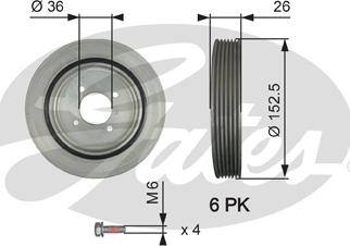 Gates TVD1011A - Piedziņas skriemelis, Kloķvārpsta ps1.lv