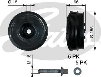 Gates TVD1037A - Piedziņas skriemelis, Kloķvārpsta ps1.lv