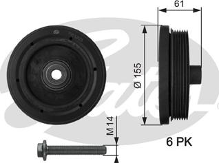 Gates TVD1021A - Piedziņas skriemelis, Kloķvārpsta ps1.lv