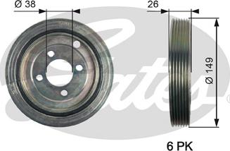 Gates TVD1104 - Piedziņas skriemelis, Kloķvārpsta ps1.lv