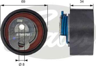 GATES-AU T43163 - Spriegotājrullītis, Gāzu sadales mehānisma piedziņas siksna ps1.lv