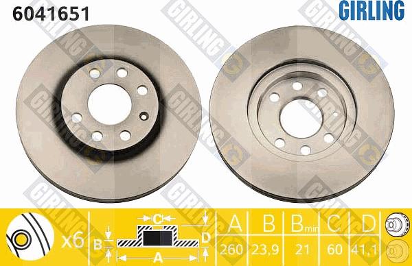 Girling 6041651 - Bremžu diski ps1.lv