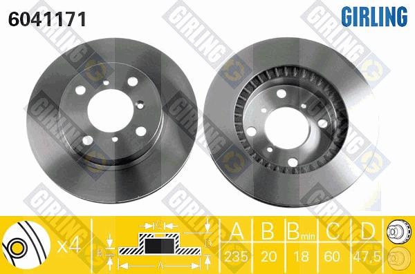 Girling 6041171 - Bremžu diski ps1.lv