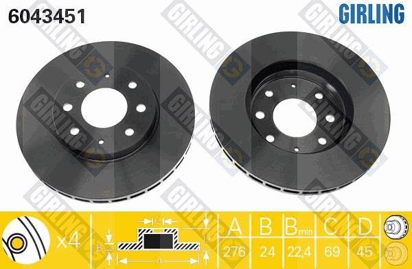 Girling 6043451 - Bremžu diski ps1.lv