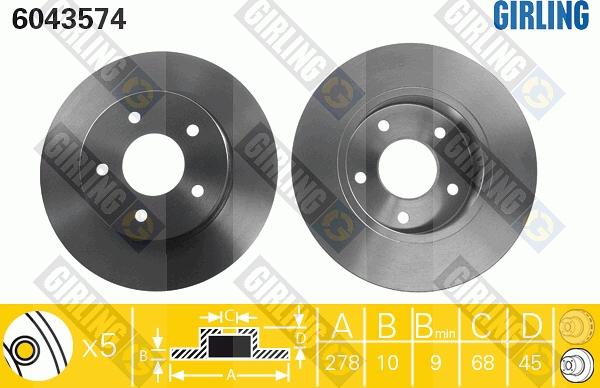 Girling 6043574 - Bremžu diski ps1.lv