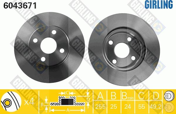 Girling 6043671 - Bremžu diski ps1.lv