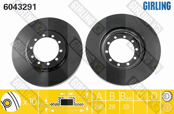 Girling 6043291 - Bremžu diski ps1.lv