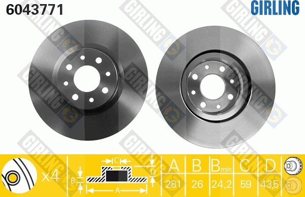 Girling 6043771 - Bremžu diski ps1.lv