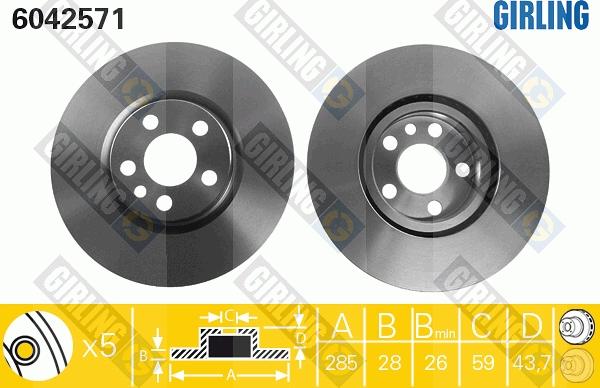 Girling 6042571 - Bremžu diski ps1.lv