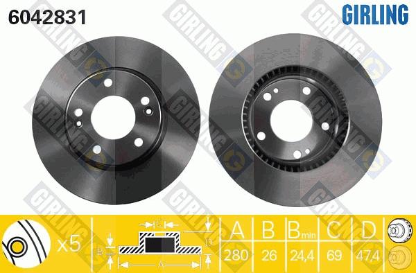 Girling 6042831 - Bremžu diski ps1.lv