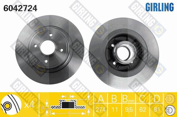 Girling 6042724 - Bremžu diski ps1.lv