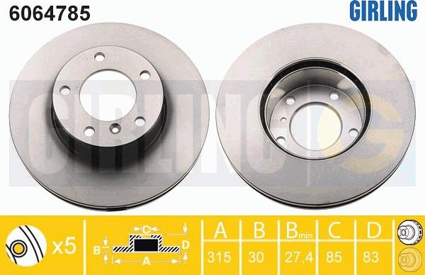 Girling 6064785 - Bremžu diski ps1.lv