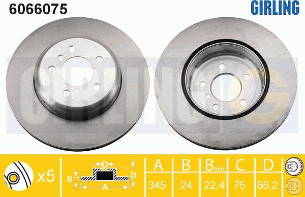 Girling 6066075 - Bremžu diski ps1.lv