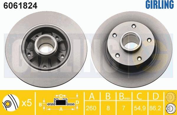 Girling 6061824 - Bremžu diski ps1.lv