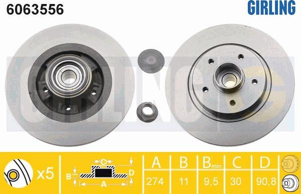 Girling 6063556 - Bremžu diski ps1.lv