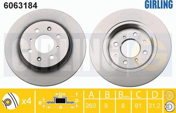 Girling 6063184 - Bremžu diski ps1.lv