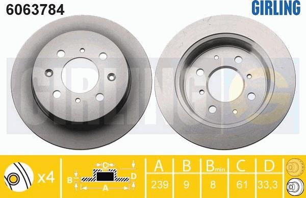 Girling 6063784 - Bremžu diski ps1.lv