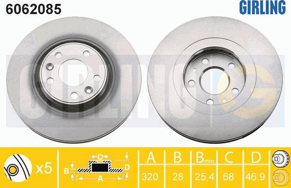 Girling 6062085 - Bremžu diski ps1.lv