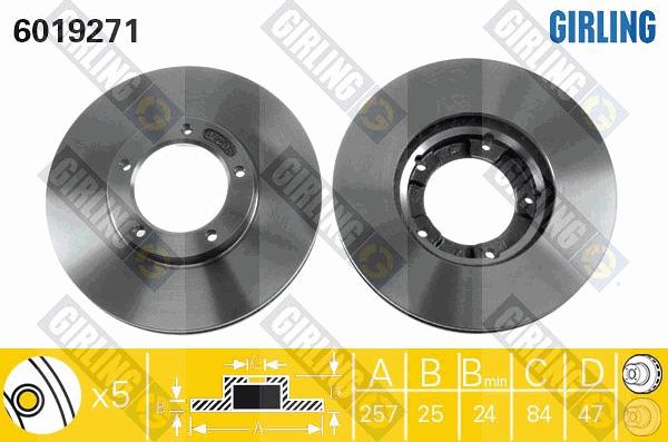 Girling 6019271 - Bremžu diski ps1.lv