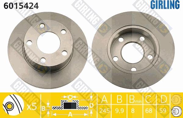 Girling 6015424 - Bremžu diski ps1.lv