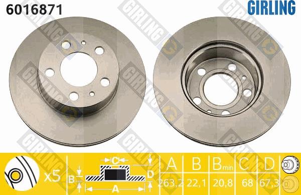 Girling 6016871 - Bremžu diski ps1.lv