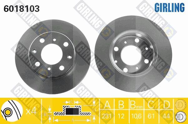 Girling 6018103 - Bremžu diski ps1.lv