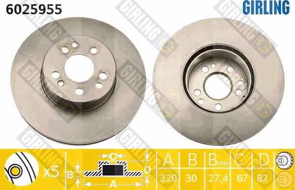 Girling 6025955 - Bremžu diski ps1.lv