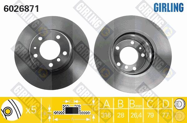 Girling 6026871 - Bremžu diski ps1.lv