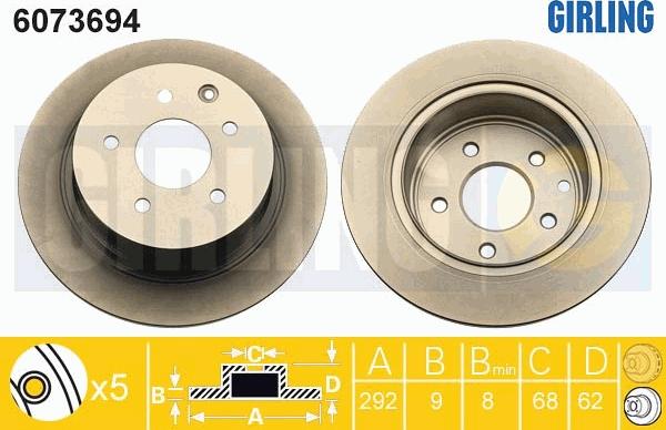 Girling 6073694 - Bremžu diski ps1.lv