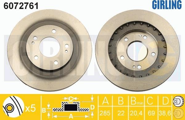 Girling 6072761 - Bremžu diski ps1.lv