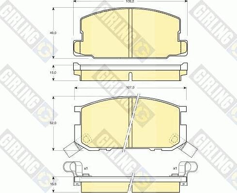 Girling 6107999 - Bremžu uzliku kompl., Disku bremzes ps1.lv