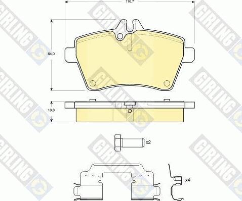 Girling 6116301 - Bremžu uzliku kompl., Disku bremzes ps1.lv