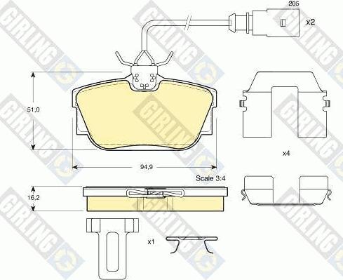 Girling 6113261 - Bremžu uzliku kompl., Disku bremzes ps1.lv