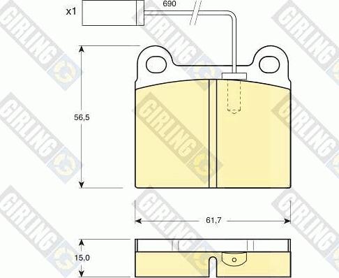 Girling 6112522 - Bremžu uzliku kompl., Disku bremzes ps1.lv