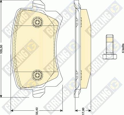 Girling 6117631 - Bremžu uzliku kompl., Disku bremzes ps1.lv