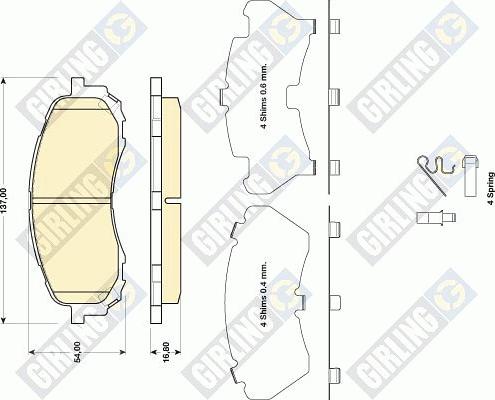 Girling 6134699 - Bremžu uzliku kompl., Disku bremzes ps1.lv