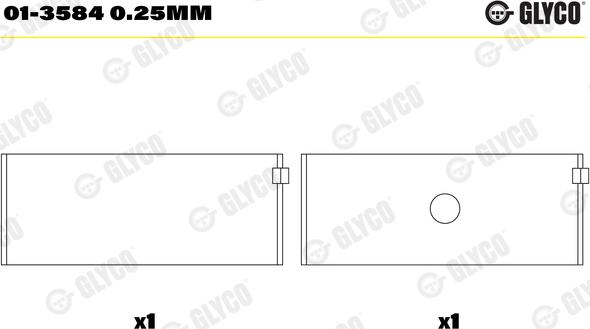 Glyco 01-3584 0.25mm - Klaņa gultnis ps1.lv