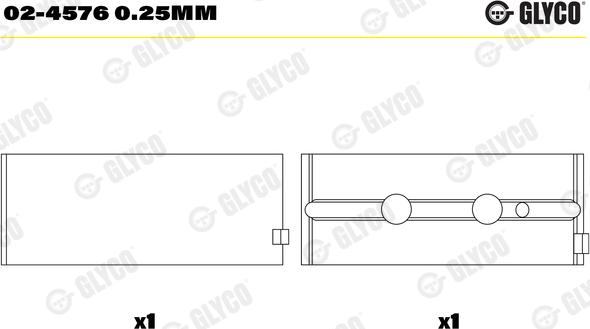 Glyco 02-4576 0.25mm - Kloķvārpstas gultnis ps1.lv